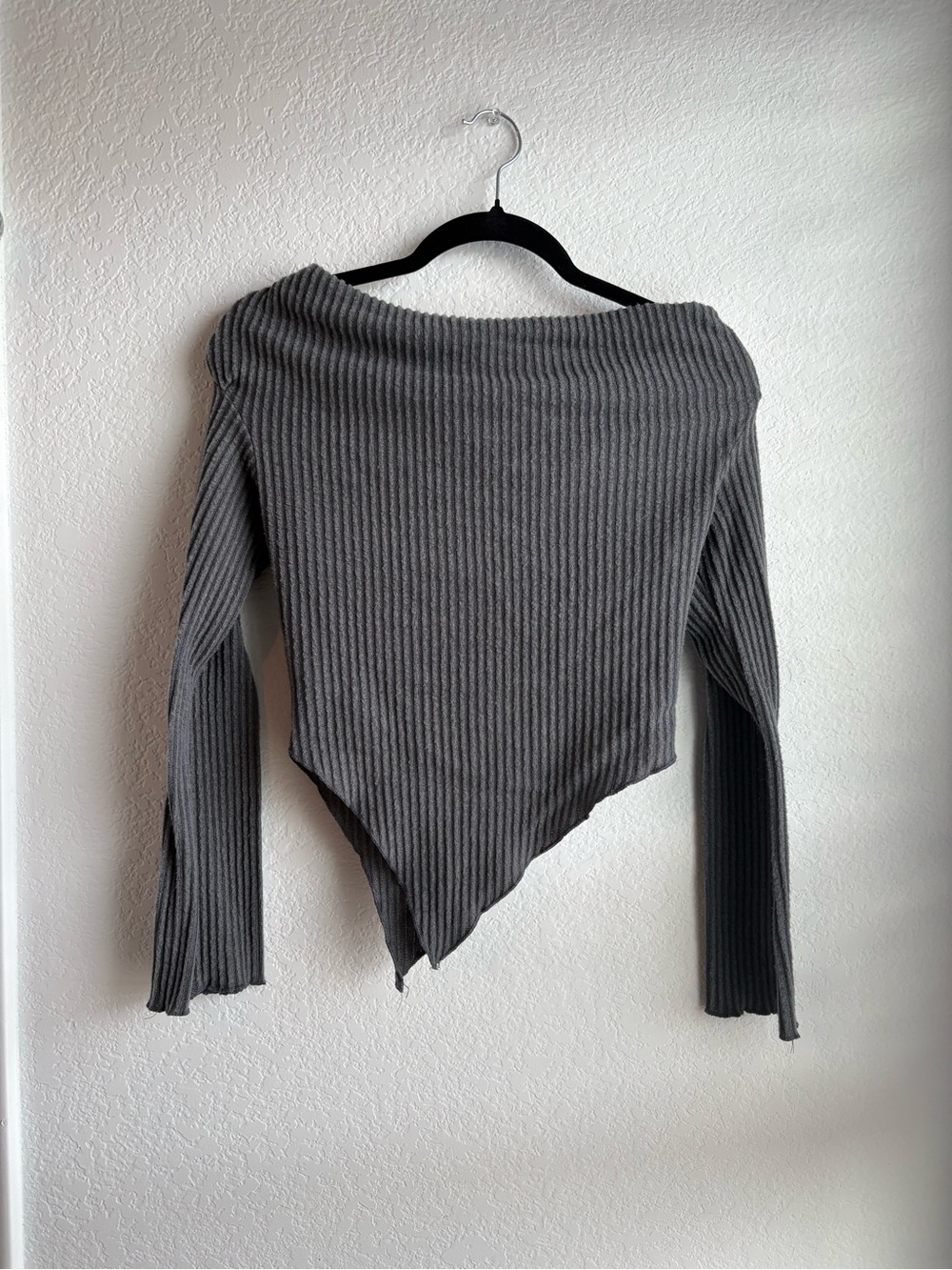 Dystopian Asymmetrical Ribbed Lounge Set - Gray